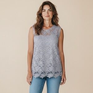 Nanette Lepore‎ Lavender Lace Overlay Sleeveless Zipper Back Top Women's XL